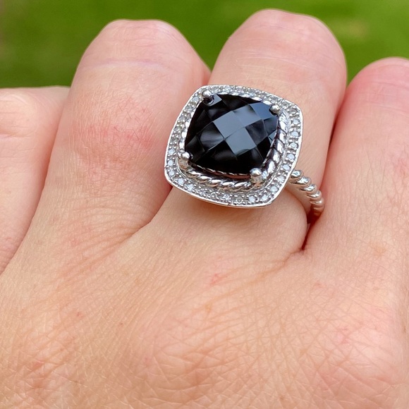 Black Onyx and Diamond Statement Ring - Picture 1 of 5